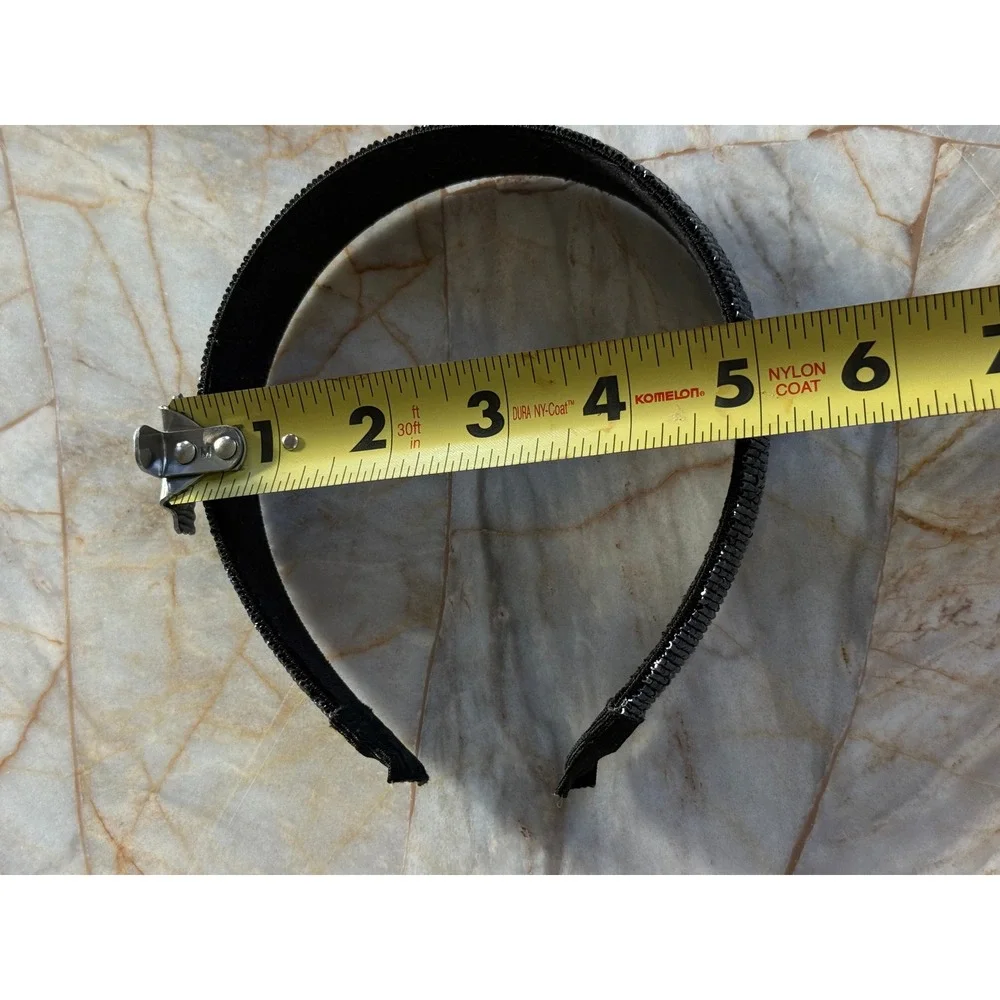 Gunmetal Beaded Headband Metallic Black Bugle Bead Hair Accessory Hand Beaded